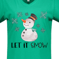 thumbnail image 4 of Inktastic Let It Snow Cute Snowman in Hat and Scarf Women's V-Neck T-Shirt, 4 of 5