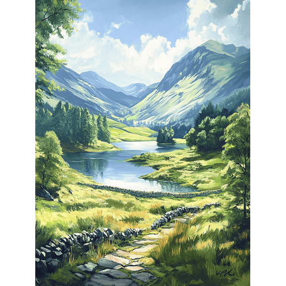 Serene Landscape Canvas Print/Wall Art, Suitable for Living Room,Office, Hallway, and Dining Room Decoration.