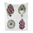 thumbnail image 1 of Artichoke Soft Flannel Fleece Blanket, Vegetables from Various Angles Agriculture Diet Food Watercolor Set, Cozy Plush for Indoor and Outdoor Use, 50" x 60", Magenta and Fern Green, by Ambesonne, 1 of 6