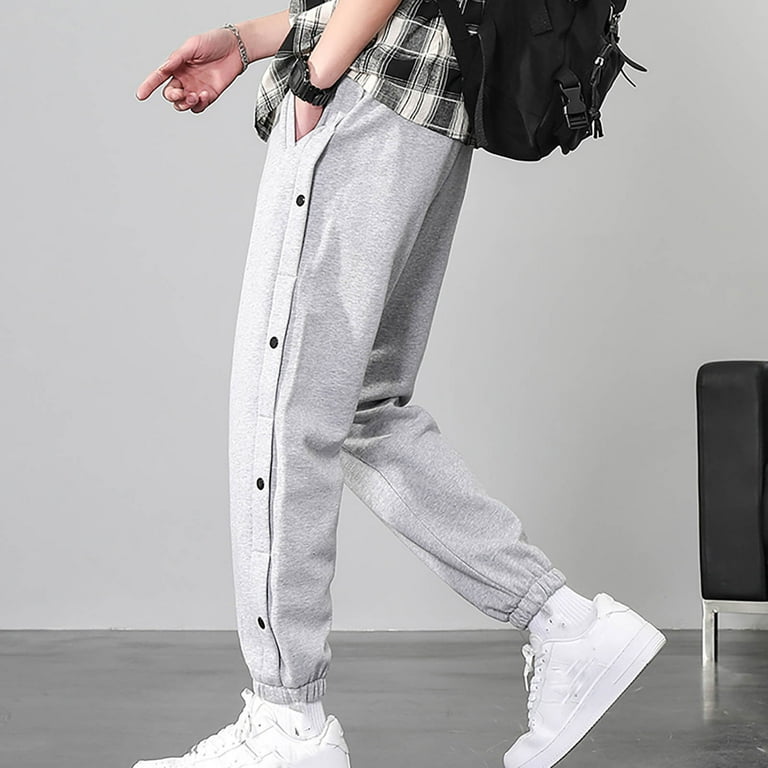 RQYYD Men's Novelty Harem Pants Side Split Button Jogger Sweatpants Hip Hop  Dance Trousers Plus Size Streetwear Loungewear Gray 4XL