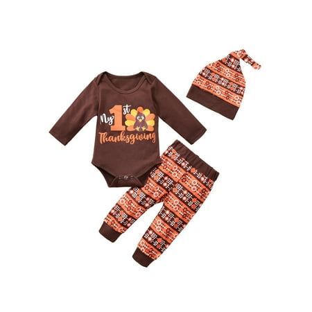 

Avamo Infant Elastic Waist Snap Buttons 2Pcs Outfit Suit Letters Print Cute Rompers And Pants Newborn Long Sleeve Holiday Romper Outfits
