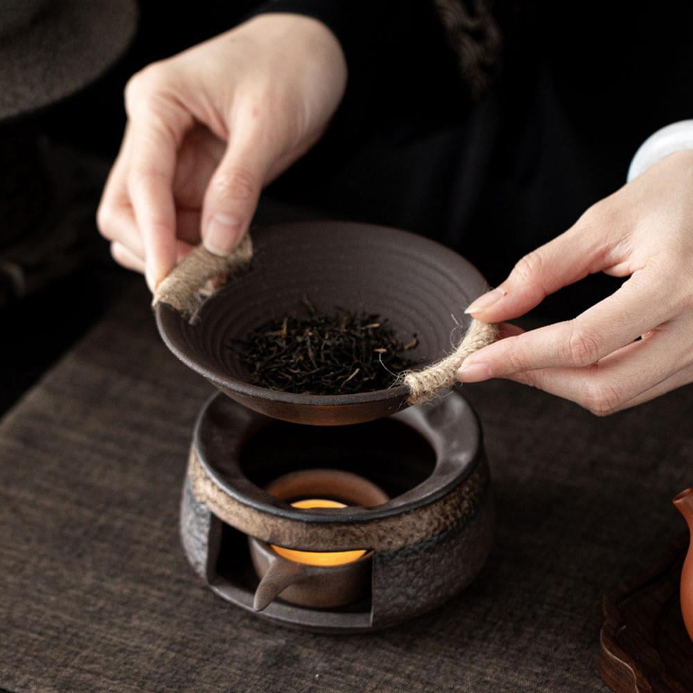 Pekkaxy Ceramic Tea Warmer & Incense Holder Set, 4.6 in Base, Gentle Heat for Aromas, Perfect for Home Tea Ceremonies and Relaxation