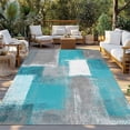 thumbnail image 3 of Outdoor Rug 4x6 ft Teal Blue Oil Painting Waterproof Outdoor Patio Rug Mat Non Slip Outside Area Rugs Carpet for RV,Camping,Porch,Deck,Pool,Balcony,Backyard, Abstract Graffiti Art, 3 of 9