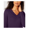 thumbnail image 3 of KAREN SCOTT Womens Purple Textured Long Sleeve V Neck Sweater Size: M, 3 of 4