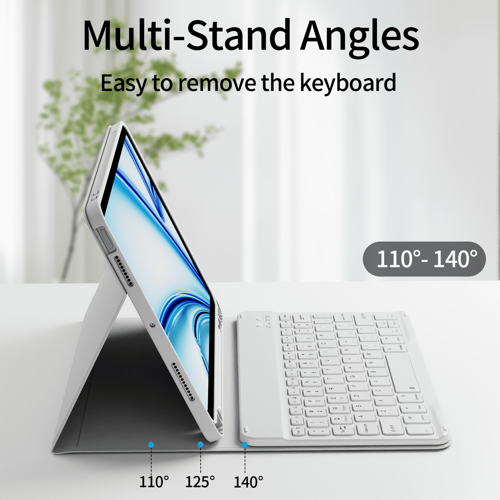 KVTVOU Keyboard Case for iPad Air 11 inch M2/M3 (2024/2025), iPad Air 5th/4th Generation (2022/2020) 10.9 inch, Detachable Wireless Bluetooth Keyboard, Stand Folio Cover with Pencil Holder, Gray