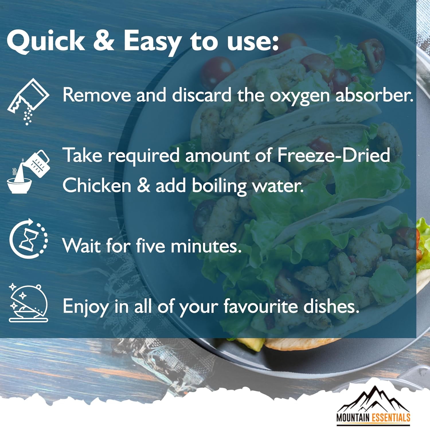 (Pack of 1) MOUNTAIN ESSENTIALS Freeze Dried Chicken Dices | Emergency Survival Bulk Food Storage Home Meals Hunting, Survival, Camping, Backpacking Food | 10 Servings 300g Pouch