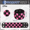thumbnail image 2 of Uxcell 2 Pcs Pulsera Punk de Cuero 8.7"/22cm Remaches de Fila Cuadrada Gótica con Picos Ajustable para Halloween Emo Grunge Accesorios, Negro Rosa, 2 of 6