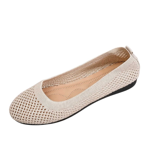 YgkuHd Slip-On Flats for Women Mesh Low-Cut Casual Shoes with Breathable Mesh Upper, Lightweight Plus Size Spring Summer Comfortable Footwear,Beige_40