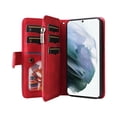 thumbnail image 3 of Multifunctional Case for Samsung S21 Plus,[RFID Blocking] 9 Credit Cards Holder with Wrist Strap, Premium PU Leather Zipper Wallet Purse Magnetic Flip Phone Cover for Samsung Galaxy S21 Plus, Red, 3 of 12
