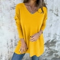 thumbnail image 4 of GigrtiJin Womens Plus Size Shirt Casual Solid Color Round Neck Blouses Long Sleeved Irregular Hem Pullover Tops, 4 of 8