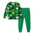 thumbnail image 2 of Conjuntos de blusa y camisa de manga larga con cuello redondo. Conjunto de camisa y pantalón de manga larga con estampado del Día de San Patricio para niños y niñas. Top y pantalón para niña., 2 of 8