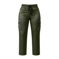 thumbnail image 4 of Women's Hiking Pants, Lightweight Soft Travel Cargo Trousers, Straight Leg Baggy Hiking Pants with Zipper Pockets, Casual Outdoor and Daily Work Cargo Pants, Athletic Casual Clothes Blackish Green, 4 of 4