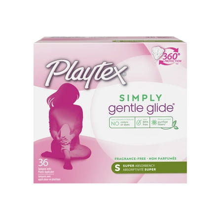 Playtex Simply Gentle Glide Tampons, Unscented, Super, 36 Ct