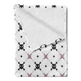 thumbnail image 2 of Skull Soft Flannel Fleece Throw Blanket, Girly Skull and Crossbones Checkered Pattern Simple Design Image, Cozy Plush for Indoor and Outdoor Use, 50" x 60", Baby Pink Black White, by Ambesonne, 2 of 5