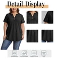 thumbnail image 5 of Cuteduck Womens Plus Size Short Sleeve Henley V-Neck Button Top Lace Textured Blouse 1X-5X, 5 of 9