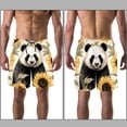 thumbnail image 3 of luoweisi Men's Beach Shorts Quick Dry Swim Trunks with Mesh Lining Panda Sunflower 2XL, 3 of 5