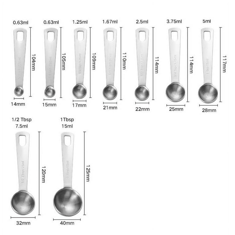 Measuring Spoon Round Measure Cup 1/16-1 Tbsp Bar Kitchen Baking