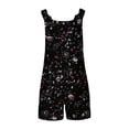 thumbnail image 5 of Lovskoo 2024 Womens Summer Casual Sleeveless Printed Short Rompers Adjustable Strap Loose Shorts Jumpsuits Overalls with Pockets Black L, 5 of 7