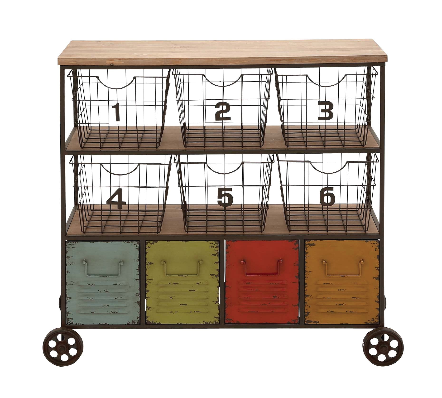 DecMode Multi Colored Metal Industrial Storage Cart 35"