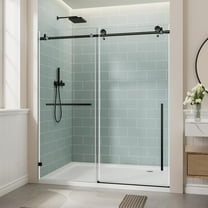 Matte Black Tempered Glass 56-60" x 78", 3/8" (10mm) Thick Clear Glass Sliding Shower Door