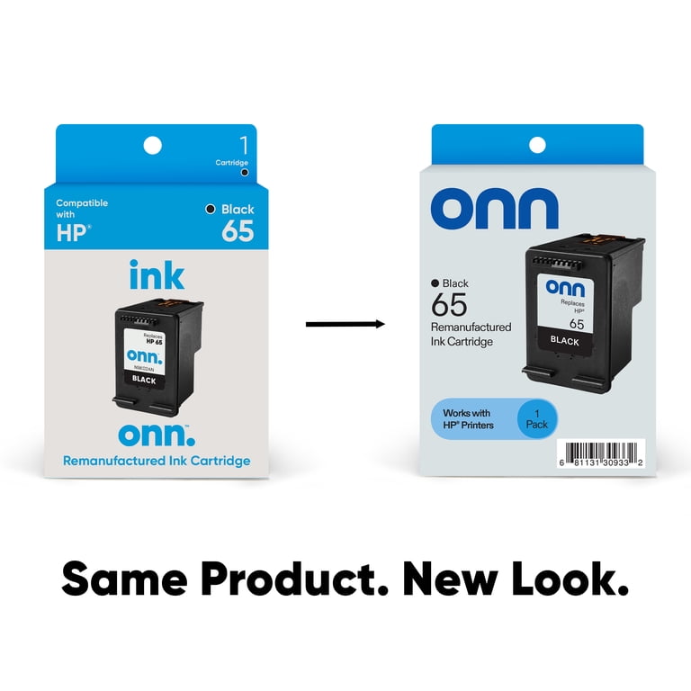 Onn+ HP 65 Remanufactured Ink Cartridge Black Compatible with HP