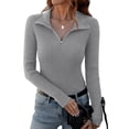 thumbnail image 3 of Anygrew Womens Sweater Long Sleeve Knit 2025 Fall Quarter Zip Fitted Business Casual Work Warm Pullover Tops, 3 of 9