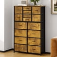 thumbnail image 1 of Soges Commode à 16 Tiroirs pour Chambre, Haute Commode, Tour d'Organisation de Rangement en Tissu, Armoire, Brun Rustique, 1 of 8