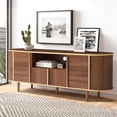 thumbnail image 5 of 63" Fluted TV Stand, Wooden Entertainment Center with Faux Marble Top, Modern Media Consoles for TVs Up to 80", TV Stands Cabinet with Storage & Adjustable Shelf for Living Room Bedroom (Brown), 5 of 14
