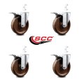 thumbnail image 2 of 5 Inch High Temp Phenolic 7/8 Inch Square Stem Caster Set Total Lock Brake SCC, 2 of 2