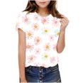 thumbnail image 6 of Fesfesfes Girls Boys Short Sleeve T Shirts Kids Casual Crewneck Summer Loose Basic Tee Fashion Flower Print Pullover Tops 3-14 Years(White#1,13 Years), 6 of 9
