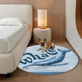 thumbnail image 2 of Navy Blue Whale Round Area Rug 5Ft Washable Circle Rugs for Living Room Bedroom, Summer Coastal Bubbles Ocean Waves Non-Slip Carpet Floor Mats Indoor Outdoor Carpet Runner Aesthetic Home Decor, 2 of 8