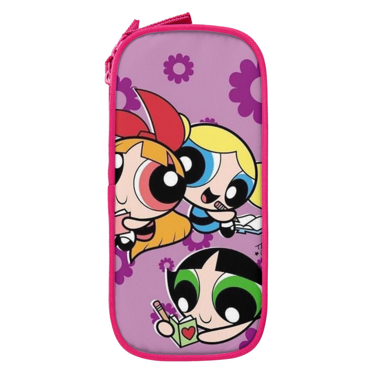 The Powerpuff Gi-rls Pencil Case Large Capacity Pencil Pouch Penbag Office Stationery Organizer Travel Makeup Bag Pink