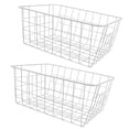 thumbnail image 3 of Freezer Storage Basket, Rust Proof Lightweight 2pcs Iron Basket Bin  for Desktop White Unlined, 3 of 8