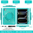 thumbnail image 4 of XYX For iPad Pro 11 inch Case (2025 M5/2024 M4), 360 Rotating Hand Grip, Shoulder Strap, Heavy Duty Drop Protection, Blue, 4 of 7