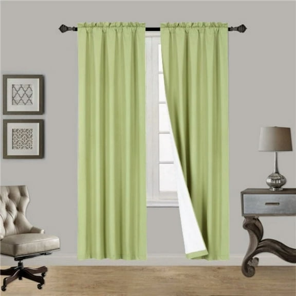Lime green R64 1 panel solid lined foam backing blackout window curtain treatment drape rod pocket matte smooth fabric 37"wide x84"long