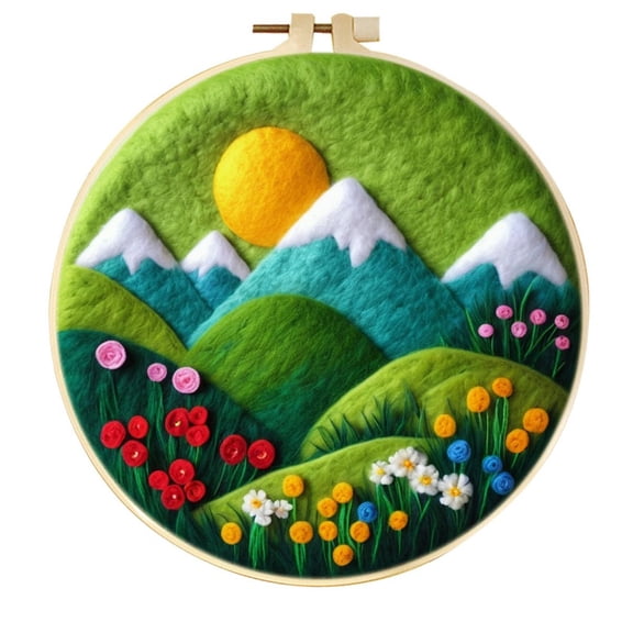 Mountain Needle Felting Set, Beginner Felt Painting Set, With Wool Felt Painting Set, Decorative Frame, Suitable for Home Decoration