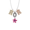 thumbnail image 2 of Delight Jewelry Silvertone Hot Pink and Purple Plumeria Flower Multi-Colored Crystal Mom Charm Necklace, 2 of 5