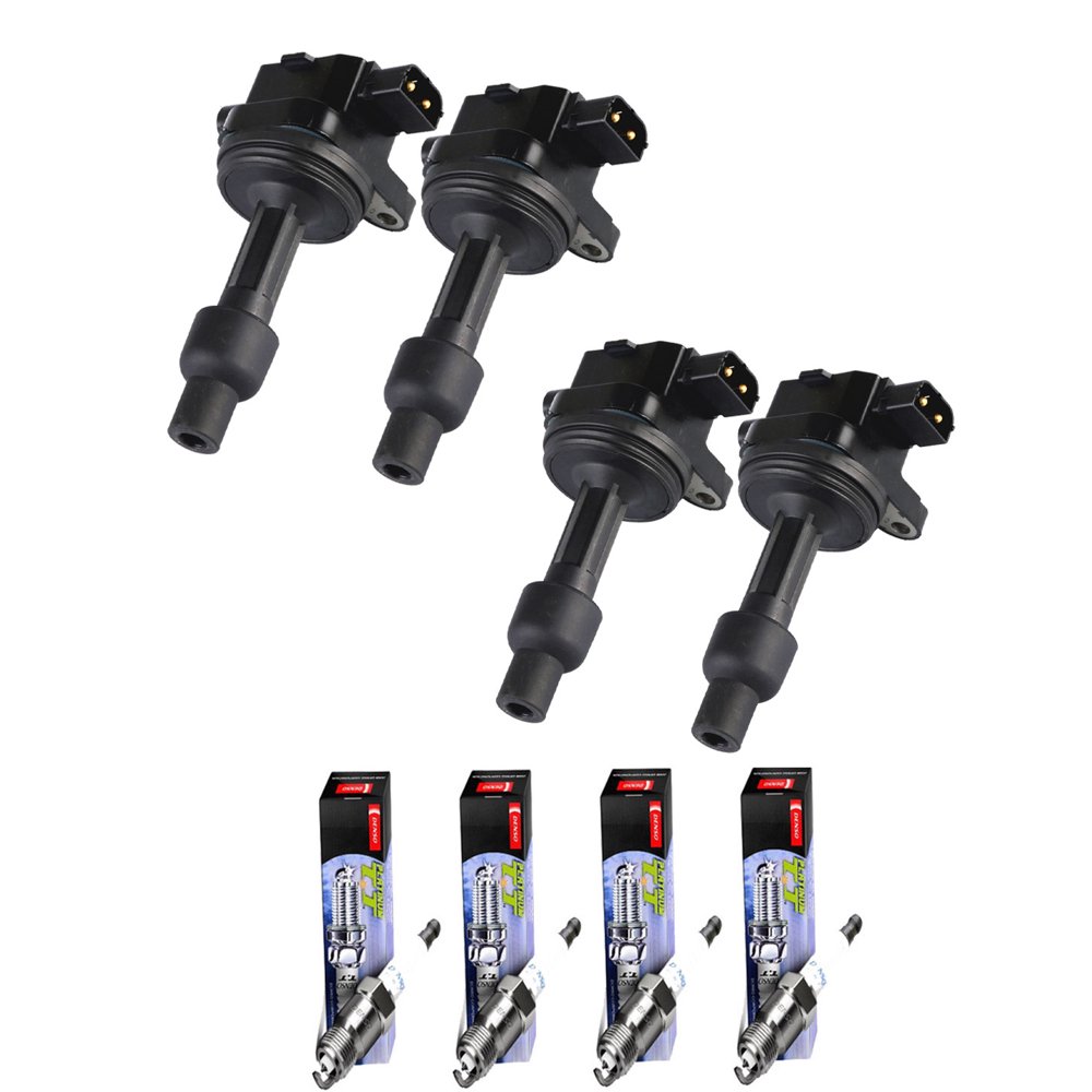 Set of 4 ISA Ignition Coils and 4 Denso Spark Plugs Compatible with