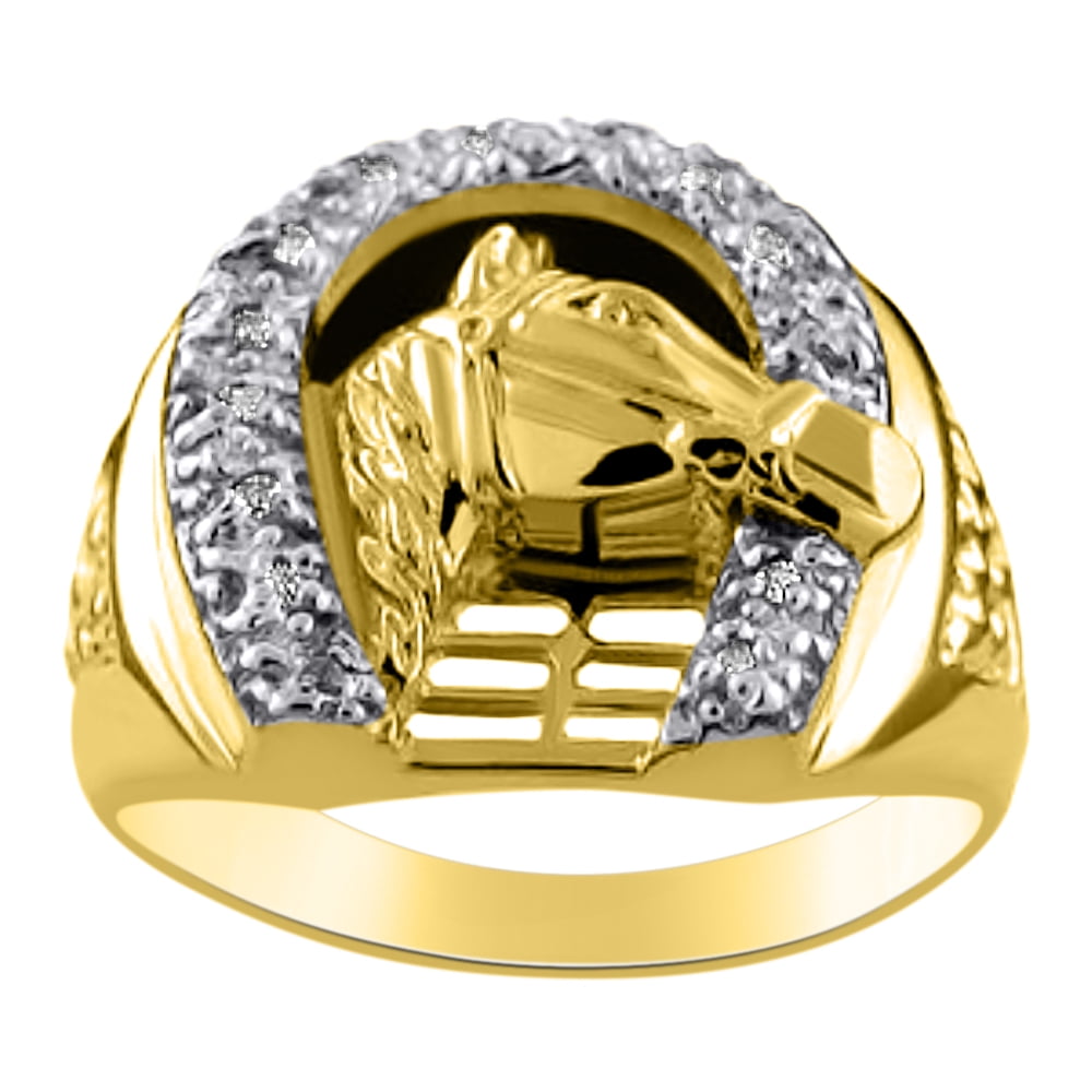 Fine 14k Yellow Gold Lucky Diamond Horseshoe Ring