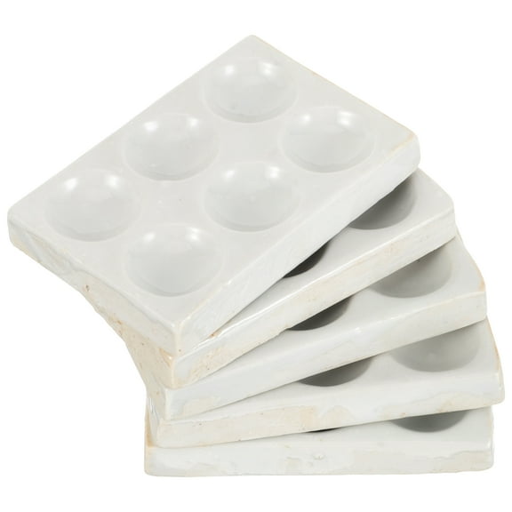White Ceramic Reaction Plate for Laboratory Use with Quality and 6 Holes Design 5 Pcs