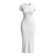 thumbnail image 4 of YTCAMLO Slim Fit Sundresses for Women, Summer Trendy Round Neck Short Sleeve T Shirt Dress, Stretchy Club Party Bodycon Long Dress, 4 of 5