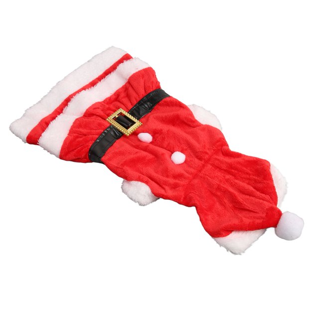 Vestido De Navidad Para Mascotas, Suave, Grueso, De Doble Cara, Forro Coral, Transpirable, Con Cierre De Botón, Vestido De Papá Noel Para Invierno