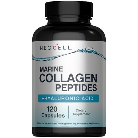 Marine Collagen Peptide Supplement with Hyaluronic Acid | 120 Capsules for Men and Women | by NeoCell