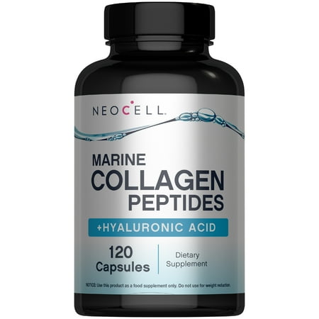 Marine Collagen Peptide Supplement with Hyaluronic Acid | 120 Capsules for Men and Women | by NeoCell