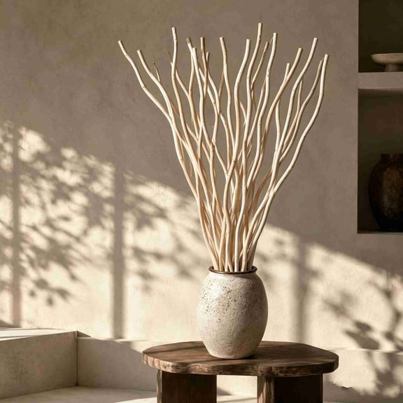 20Pcs Dried Curly Willow Branches, 15.7in Natural Dry Twigs Decorative Branches for Vase, Curved Dried Willow Stems for Home Farmhouse Wedding Decor, Wood Color