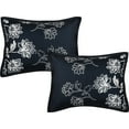 thumbnail image 3 of Lanco Floral Embroidery 7 Piece Comforter Set, Navy, Queen, Floral, 100% Polyester & Fill, Embroidery, 3 of 5