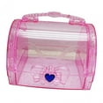 thumbnail image 2 of Handled Storage Box Sewing Box Organizer with Handle Hair Accessory Storage Case Clear and Pink, 2 of 8