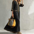 thumbnail image 6 of Ovbmpzd Vaction Beach To City Summer Dress for Women Maxi Black Plus Size Shift Dress 3/4 Sleeve Loose Casual Dresses,M, 6 of 6