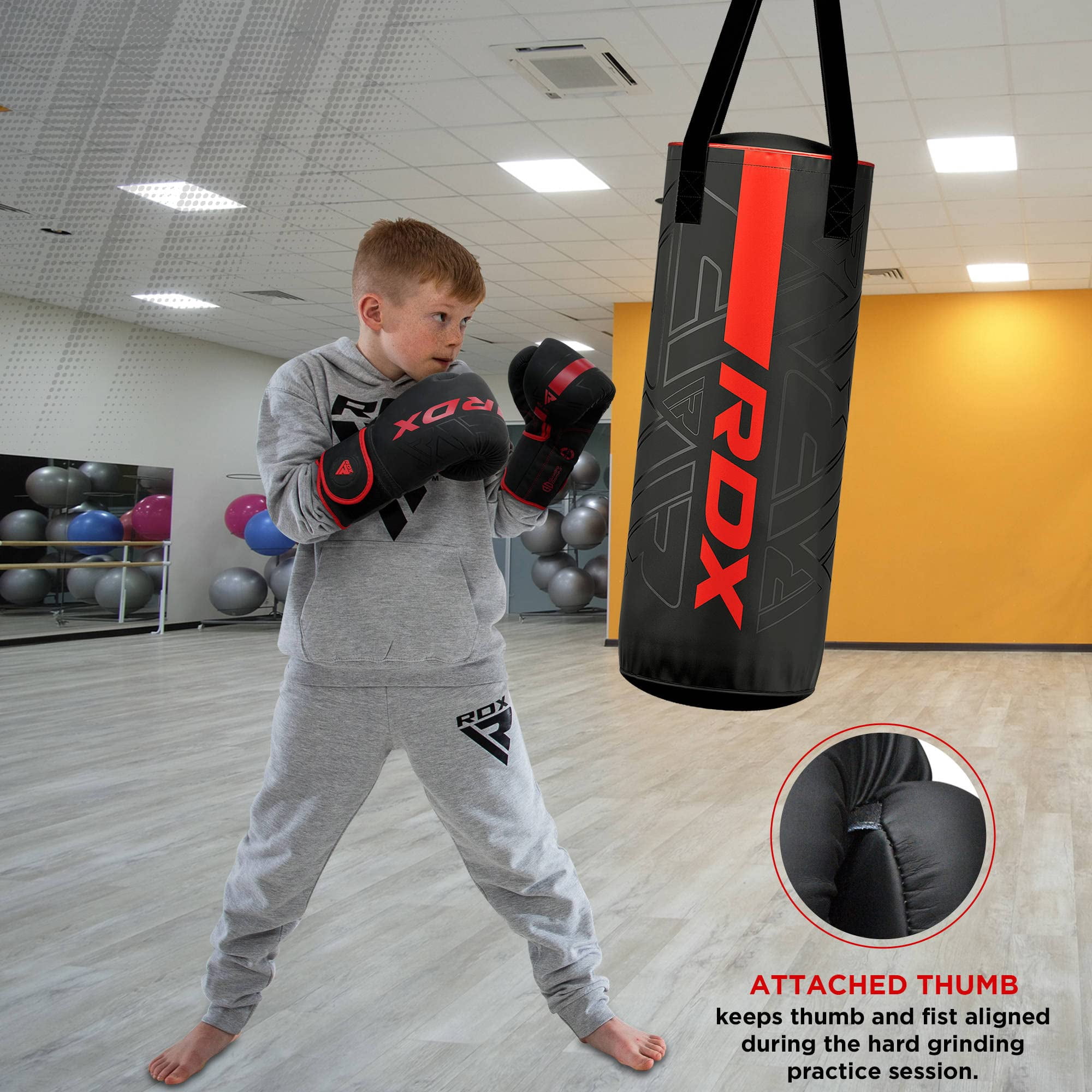 RDX Kids Punching Bag with Boxing Gloves - 2ft Heavy Filled Leather Bag for Boxing, Kickboxing, MMA, Muay Thai & Karate Training