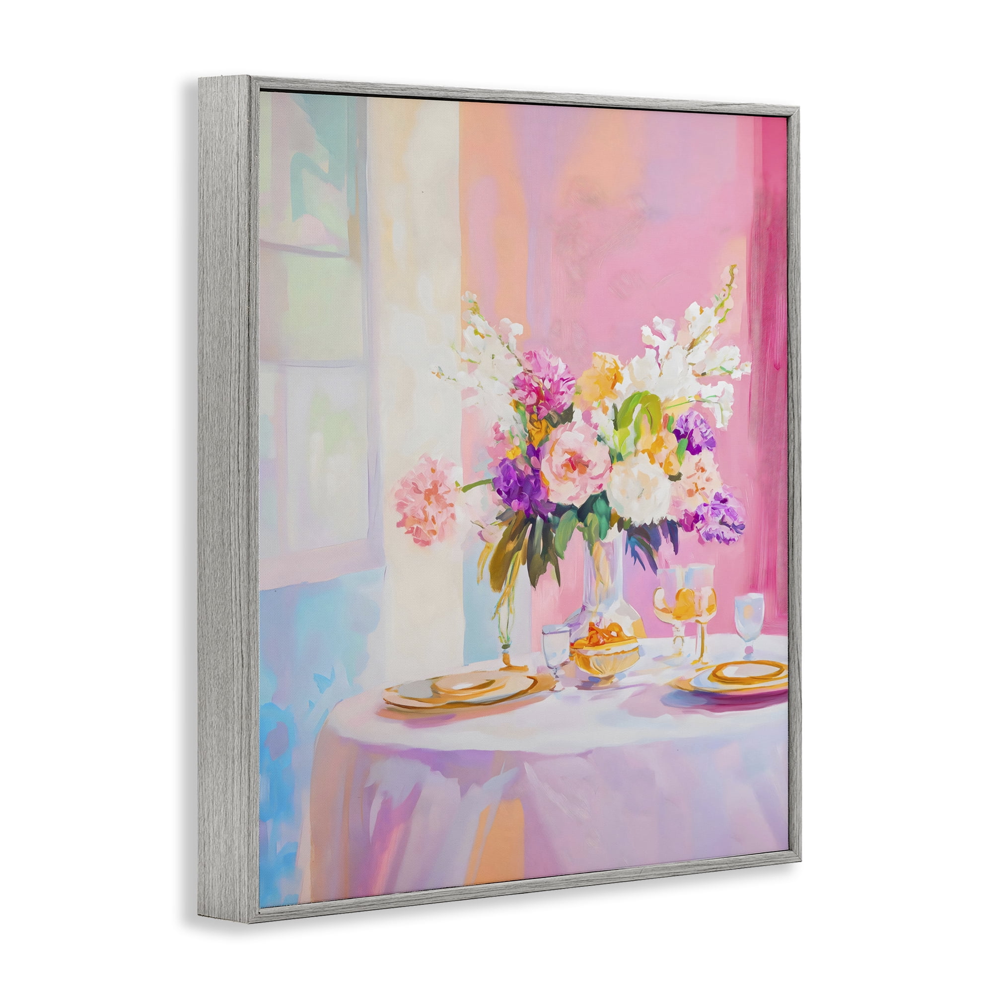 Stupell Industries Pink Brunch with Romantic Bouquet Gray Framed Giclee Art, design by The Prints Vibe